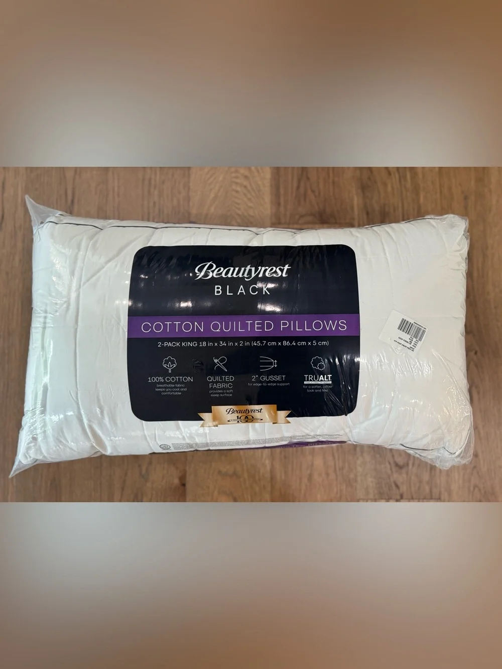 BEAUTYREST BLACK 2pk Luxurious Cooling Cotton Down Alternative Pillows